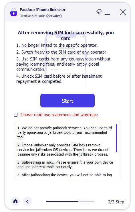 pulsar Comenzar para iniciar jailbreak iOS en Passixer | jailbreak iPhone para desbloqueo SIM Passixer España