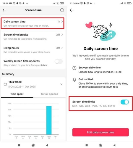 Tiempo diario en pantalla | Cómo desactivar límite de tiempo iPhone