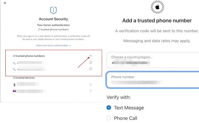 pulsar más para añadir número de teléfono de confianza Apple ID | número alternativo verificación Apple