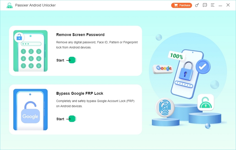 haz clic en el icono de llave | Guía de usuario de Passixer Android Unlocker