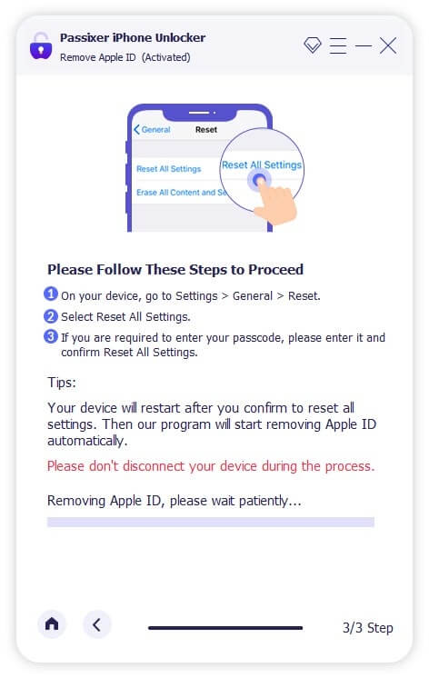 elige Restablecer todos los ajustes | Desactiva Buscar mi iPhone desde otro dispositivo