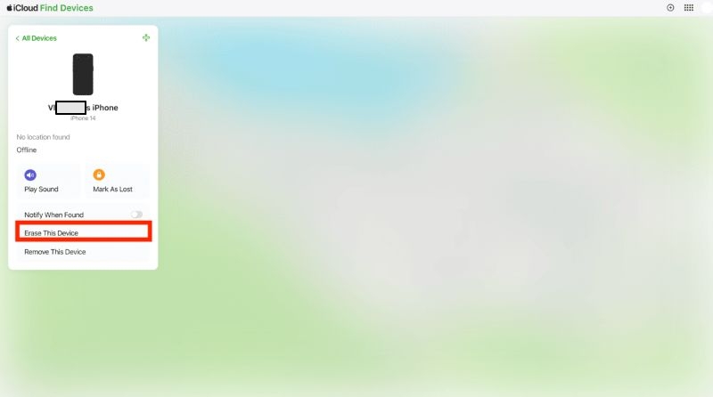 seleccionar Borrar este dispositivo en iCloud Buscar | borrar iPhone remotamente iCloud eliminar Tiempo de pantalla sin código España