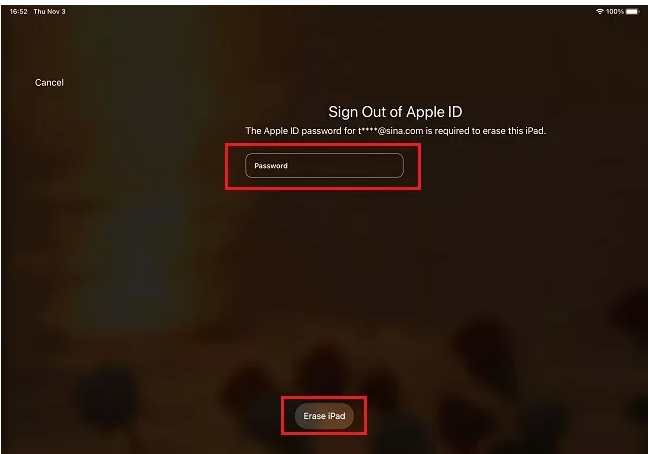 toca Borrar | Desbloquear iPad sin código