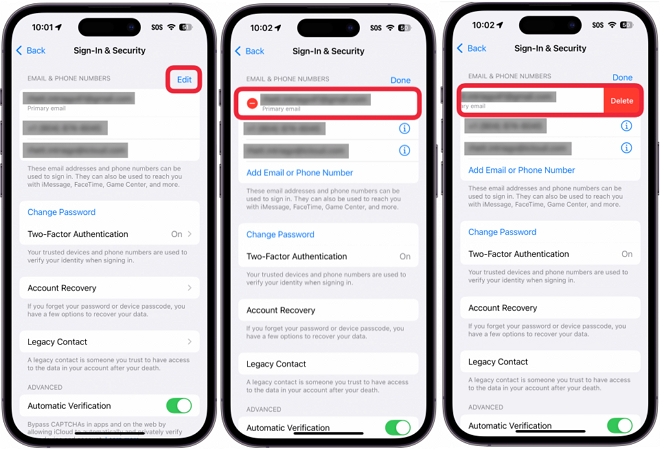 tocar Editar | Cambiar Apple ID sin perder datos