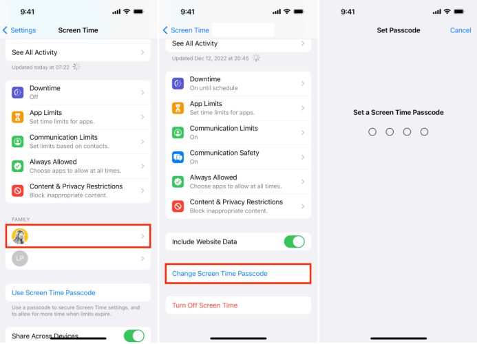 configurar nuevo código de Screen Time | Cambiar el código de acceso de Screen Time