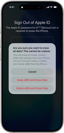 golpear Borrar | Desbloquear el código de acceso del iPhone sin ID de Apple
