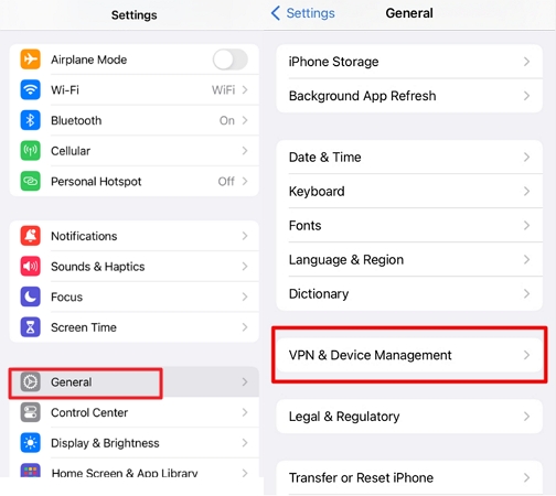 acceder a VPN y gestión de dispositivos en Ajustes del iPhone | eliminar perfil MDM iPhone para arreglar Apple ID en gris España