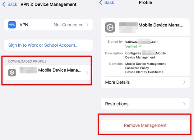 pulsar Eliminar gestión para quitar perfil MDM del iPhone | borrar MDM empresa colegio iPhone Apple ID gris Ajustes iOS España