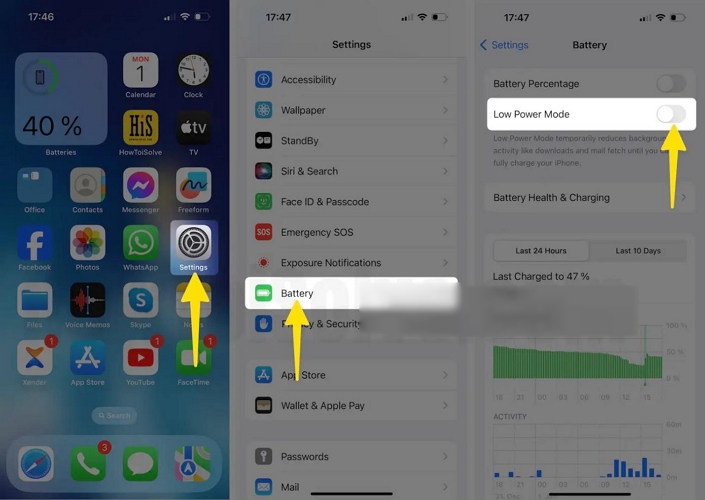 Modo Ahorro de Energía apagado | Desactivar Auto-Lock iPhone
