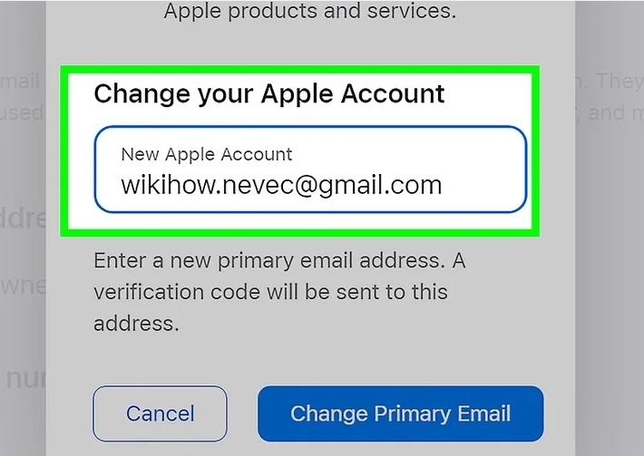 presionar Cambiar correo principal | Cambiar Apple ID sin perder datos