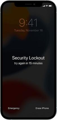 toque Borrar iPhone en la pantalla de bloqueo de seguridad | Omitir PIN de iPhone