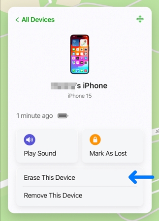 golpear Borrar este dispositivo | Desbloquear el código de acceso del iPhone sin ID de Apple