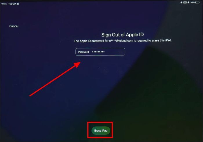 confirmar Borrar iPad | eliminar código de acceso de iPad 