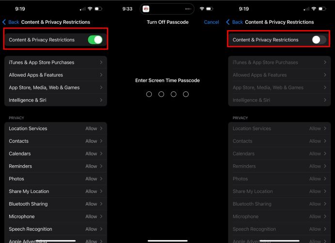 introducir el código de Screen Time | Cerrar sesión no está disponible debido a restricciones
