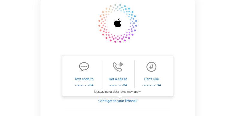 elegir SMS o llamada para recibir código Apple ID | verificación Apple ID sin dispositivo confianza