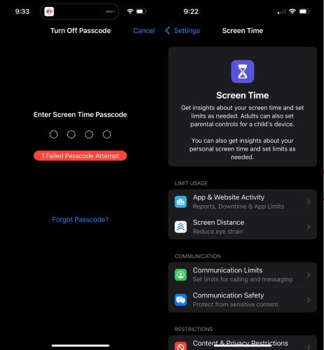 introduce el código de acceso | Cómo desactivar límite de tiempo iPhone