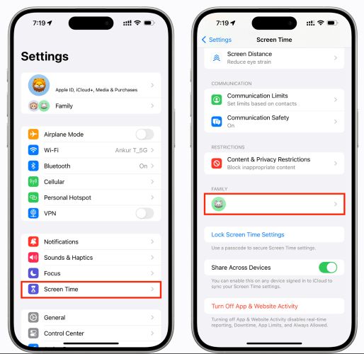 desplázate a Family | Cómo desactivar límite de tiempo iPhone