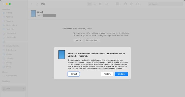 Eliminar código de iPad en Modo de recuperación 2 | eliminar código de acceso de iPad 