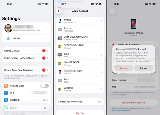 eliminar de la cuenta | eliminar Apple ID