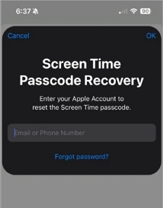 introducir Apple ID para recuperar código Screen Time iPhone | restablecer código Tiempo de pantalla Apple ID España