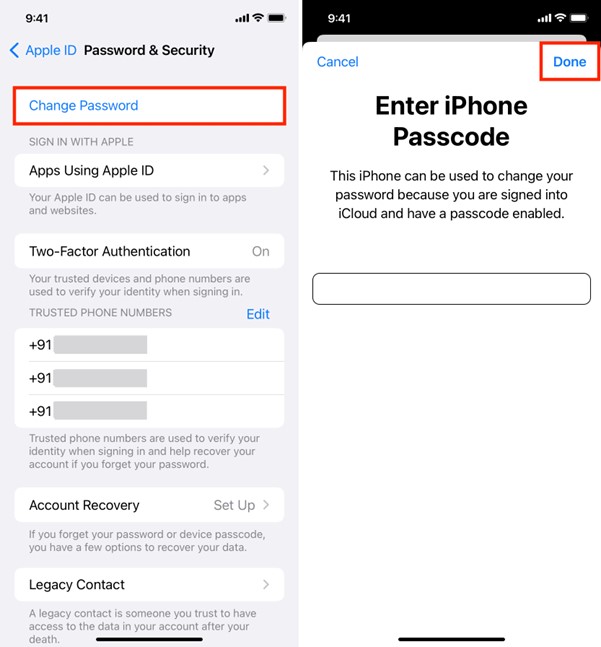 introducir código de pantalla para cambiar contraseña Apple ID en iPhone | cerrar sesión Apple ID sin contraseña código desbloqueo España