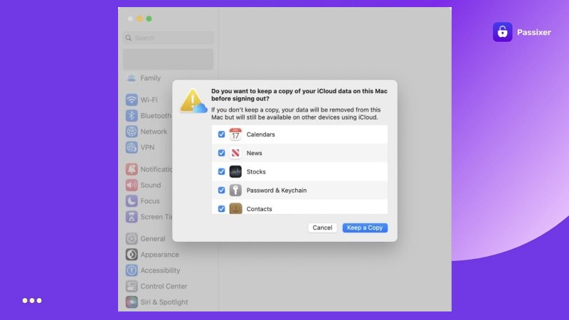 mantener copia de datos al cerrar sesión en Mac