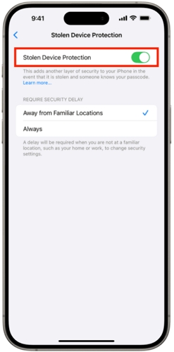 selecciona Protección de dispositivo robado | como desactivar buscar mi iphone en icloud