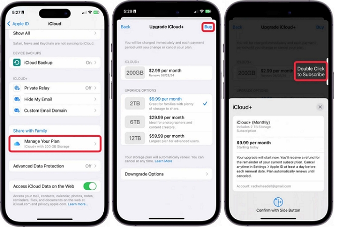 actualizar almacenamiento de iCloud | Cambiar Apple ID sin perder datos