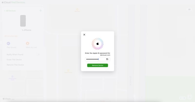haz clic en Quitar dispositivo | como desactivar buscar mi iphone en icloud