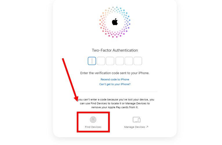 haz clic en Find Devices | Desactiva Find My iPhone desde otro dispositivo