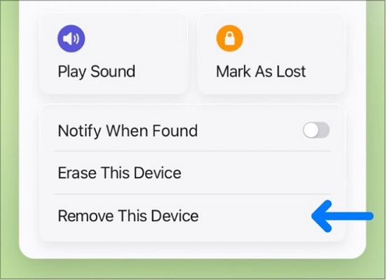 Eliminar de la cuenta | Desactiva Find My iPhone desde otro dispositivo