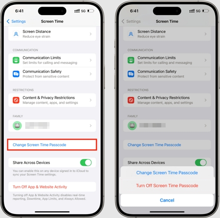 desactivar el código de Screen Time | Cerrar sesión no está disponible debido a restricciones