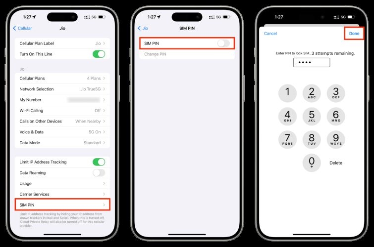 establecer PIN seguro de la SIM | Encontrar o Cambiar el PIN de la SIM en iPhone