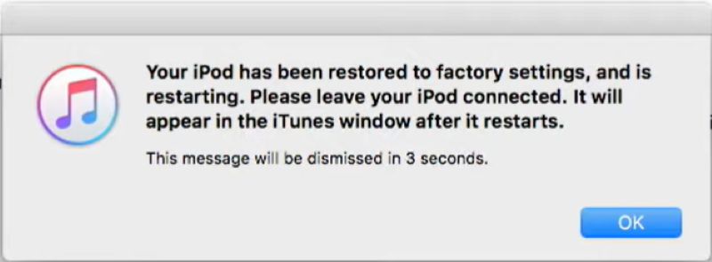 haz clic en OK | Unlock Disabled iPod