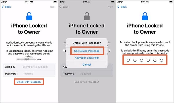 usar código de acceso de la pantalla | Desbloquear el código de acceso del iPhone sin ID de Apple