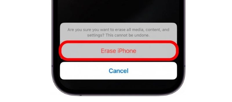 confirmar borrado de iPhone | Desbloquear iPhone sin iTunes