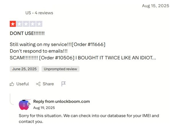 malas reseñas de Trustpilot | UnlockBoom